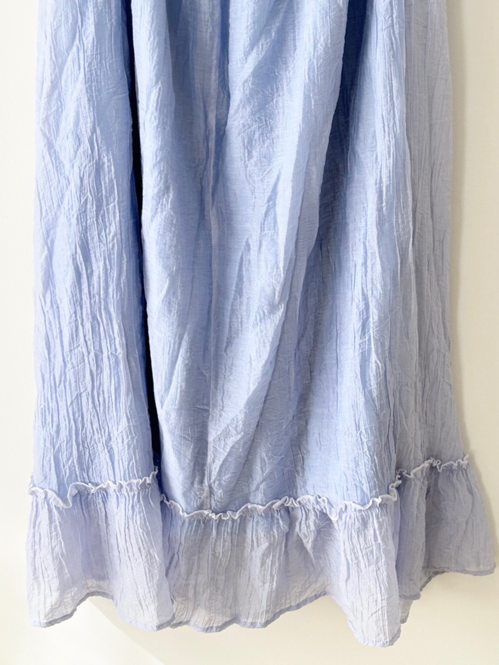 Light Blue Gauzy Ruffle Hem Maxi Skirt - Picture 9 of 16